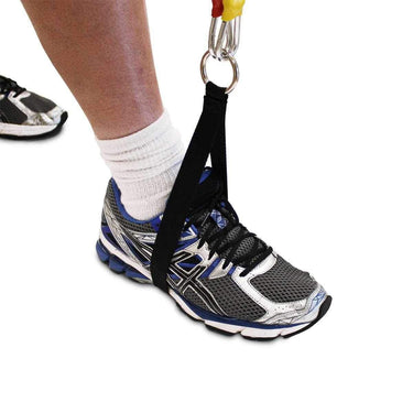 Wrist and ankle strap for resistance bands. Made for Fitcord Body sculpting bands to be used on wrist or foot. This heavy duty strap has an industrial quality ring sewn in which you attach resistance workout bands to and allows you to stack the bands for high resistance. This tough material will outlast any other strap on the market. Great for 360 range of motion workout